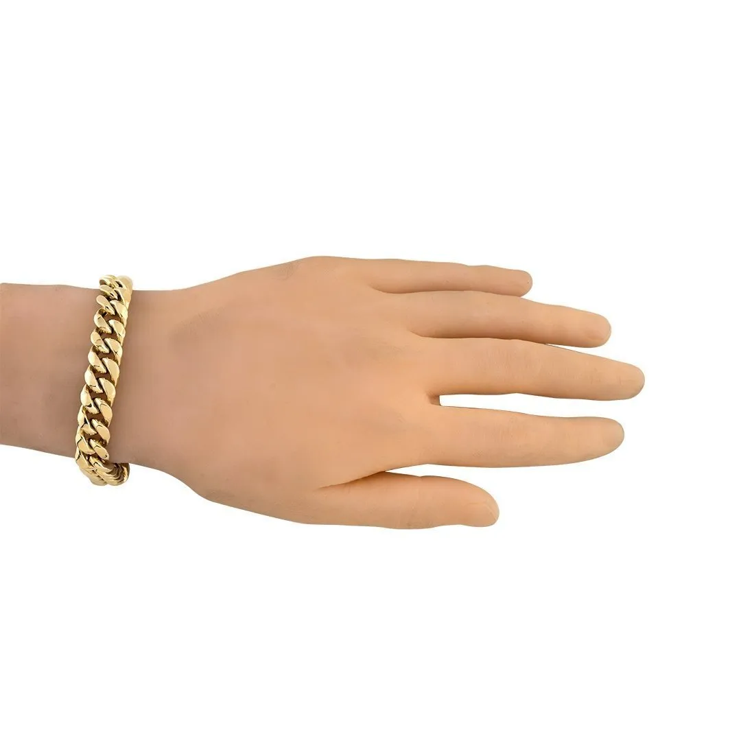 10k Yellow Hollow Gold Cuban Link Bracelet 12 mm