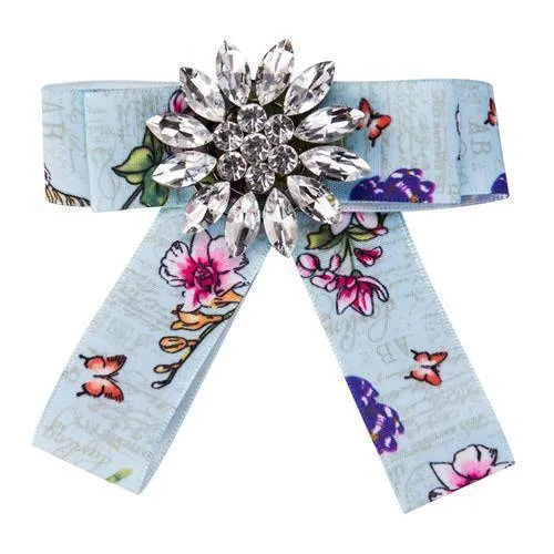 13 Designs, Crystal Brooch Pins Canvas Fabric Bows