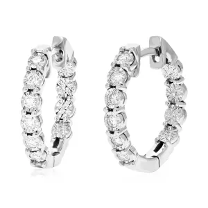 1/4 cttw Lab Grown Diamond Sterling Silver Round Hoop Earring