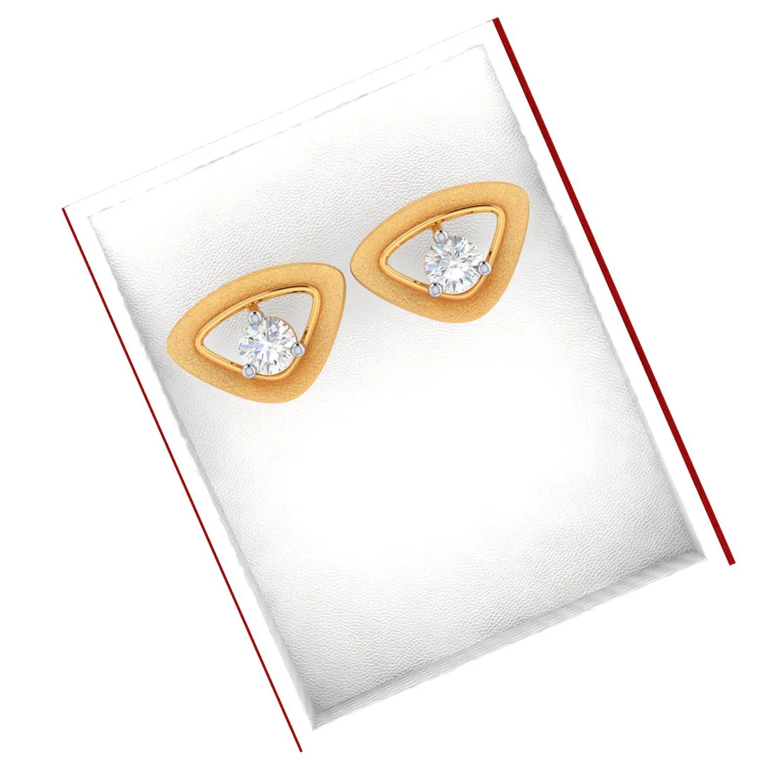 14k American Diamond & Gold Triangle Earrings