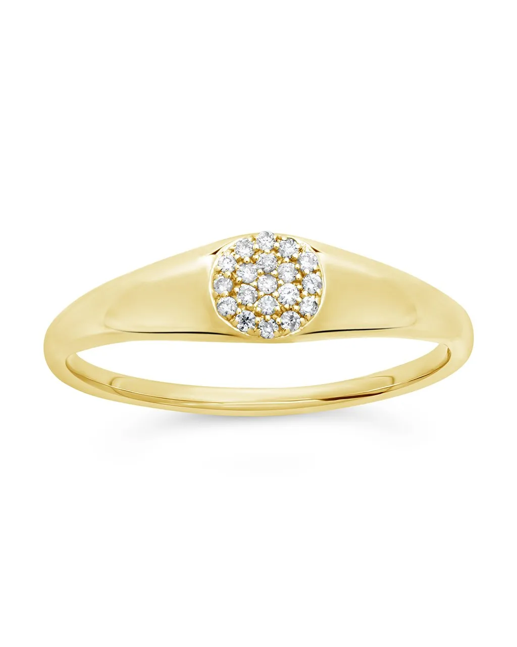 14K Gold Diamond Circle Signet Ring