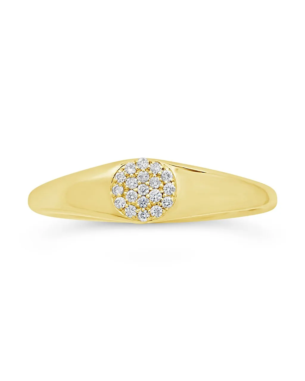 14K Gold Diamond Circle Signet Ring