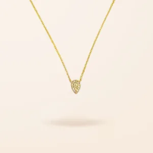 14K Gold Diamond Pave Pear Shape Necklace