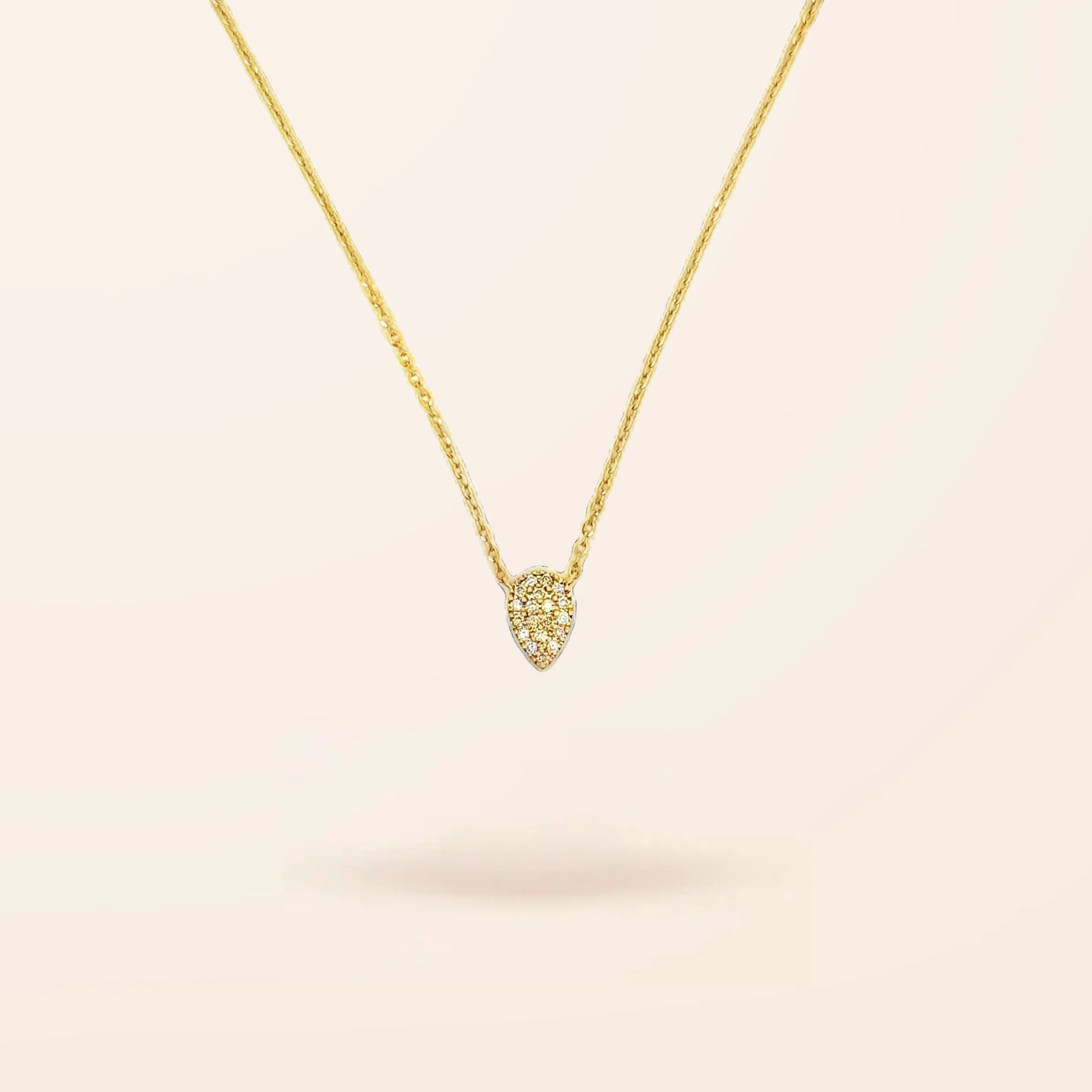 14K Gold Diamond Pave Pear Shape Necklace