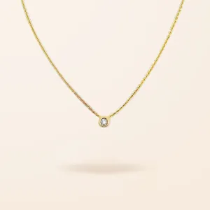 14K Gold Mini Diamond Bezel Necklace