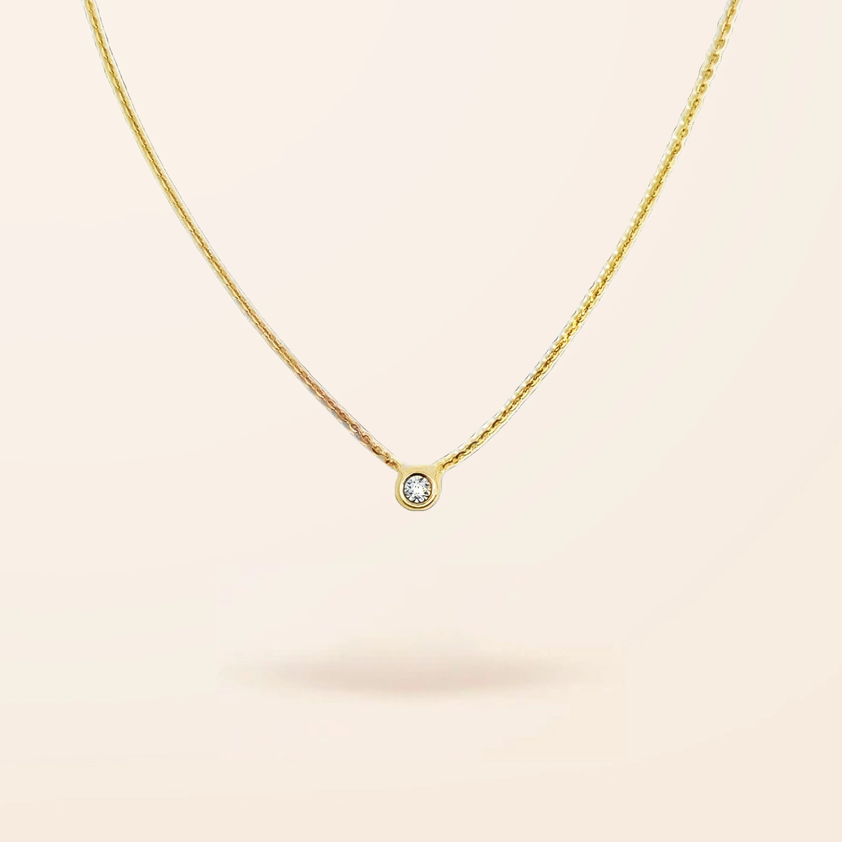 14K Gold Mini Diamond Bezel Necklace