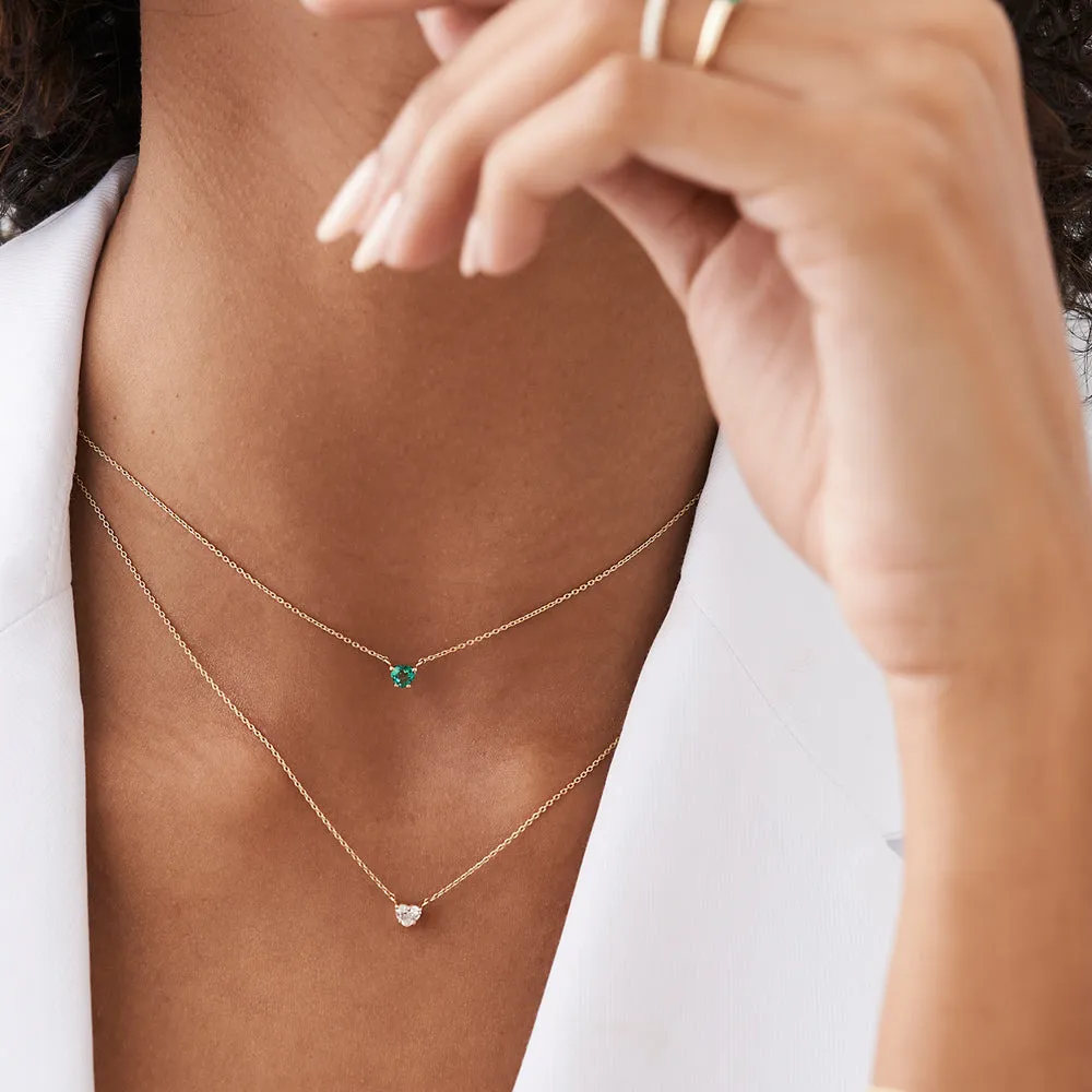 14k Heart-Shape Emerald Necklace