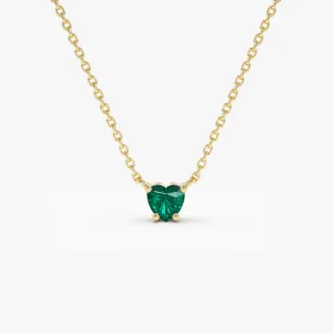 14k Heart-Shape Emerald Necklace