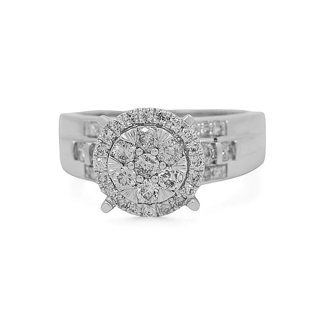 14K White Gold Bridal Woman Ring with Round Diamonds