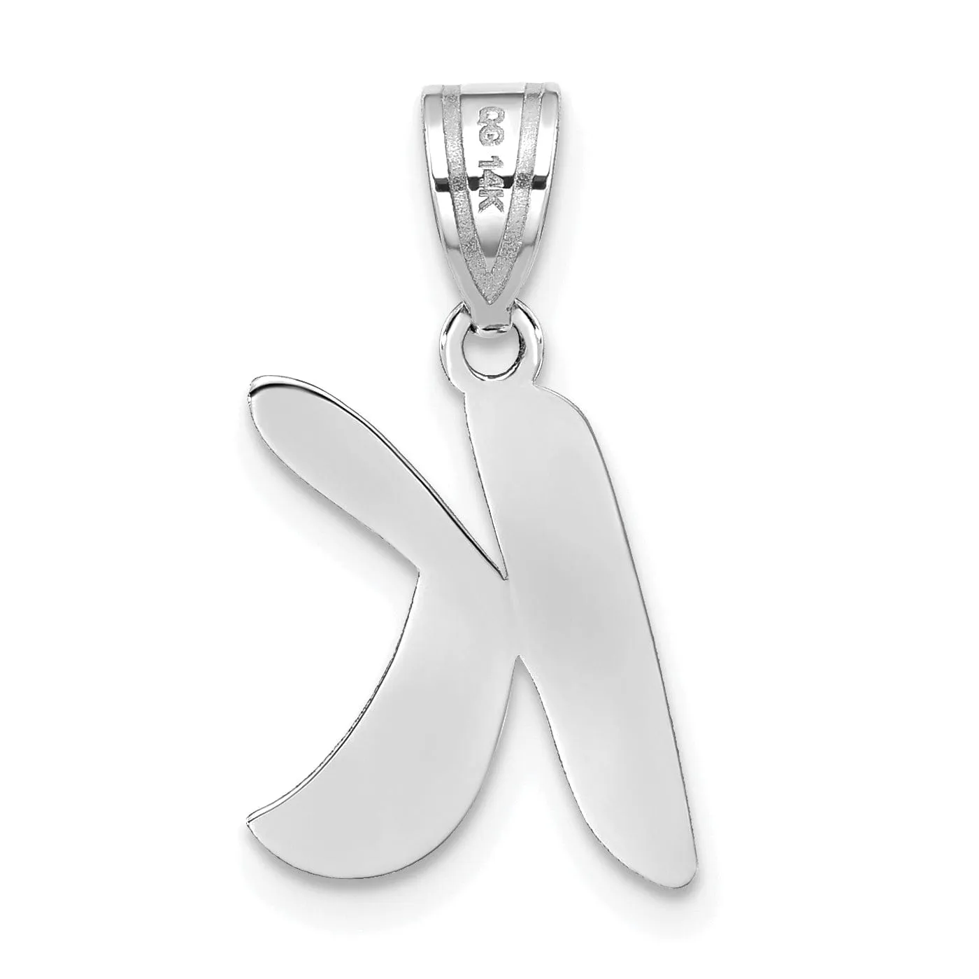 14k White Gold Script Design Letter K Initial Pendant