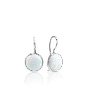 14K White Gold White Opal Classic Earrings 8mm