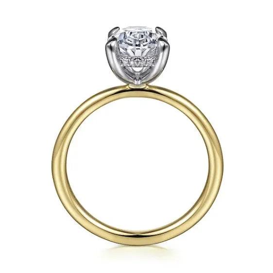 14K Yellow Gold Diamond Oval Semi-Mount Engagement Ring, 0.05 carat