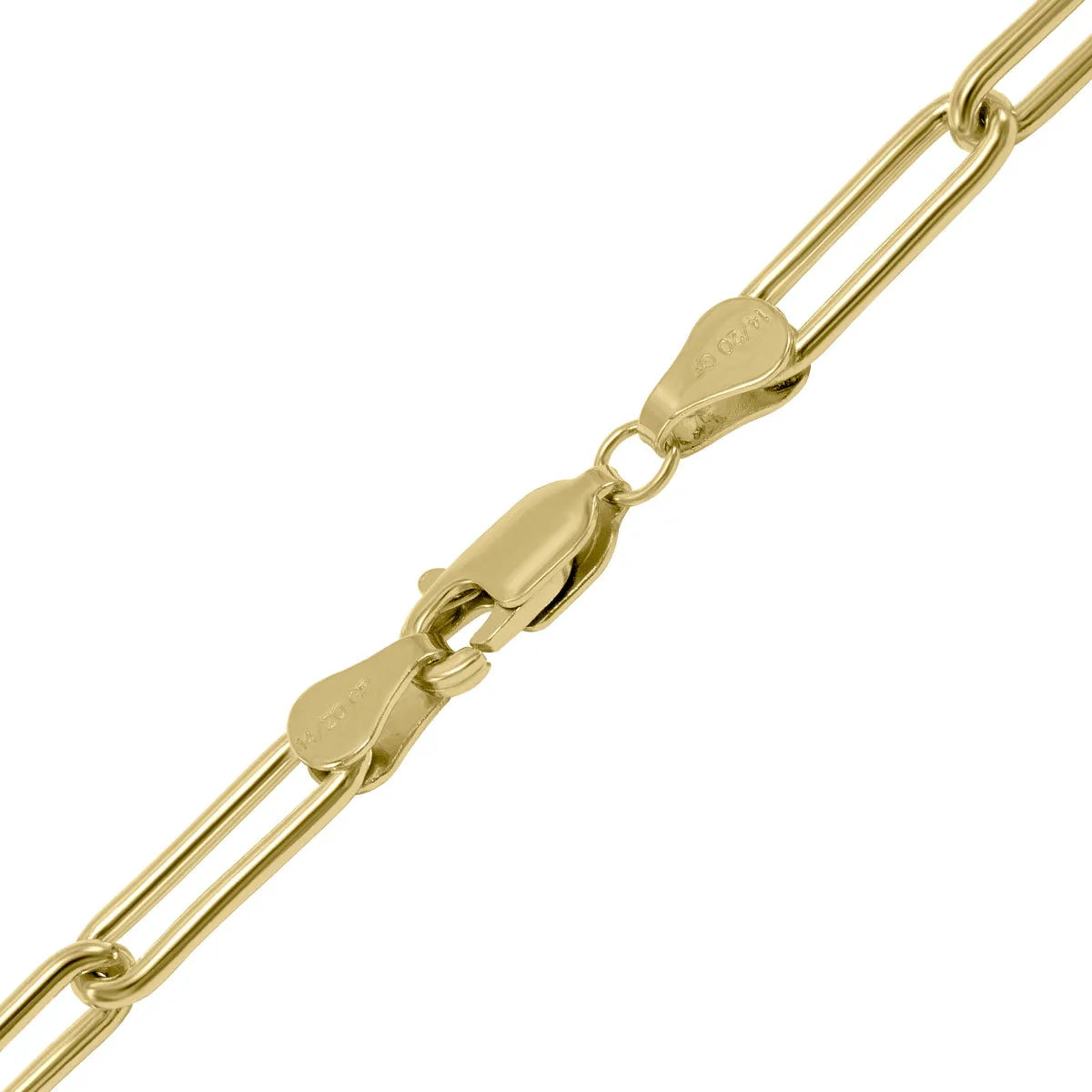 14K Yellow Gold Filled 4Mm Paperclip Chain With Lobster Clasp - 18 Inch