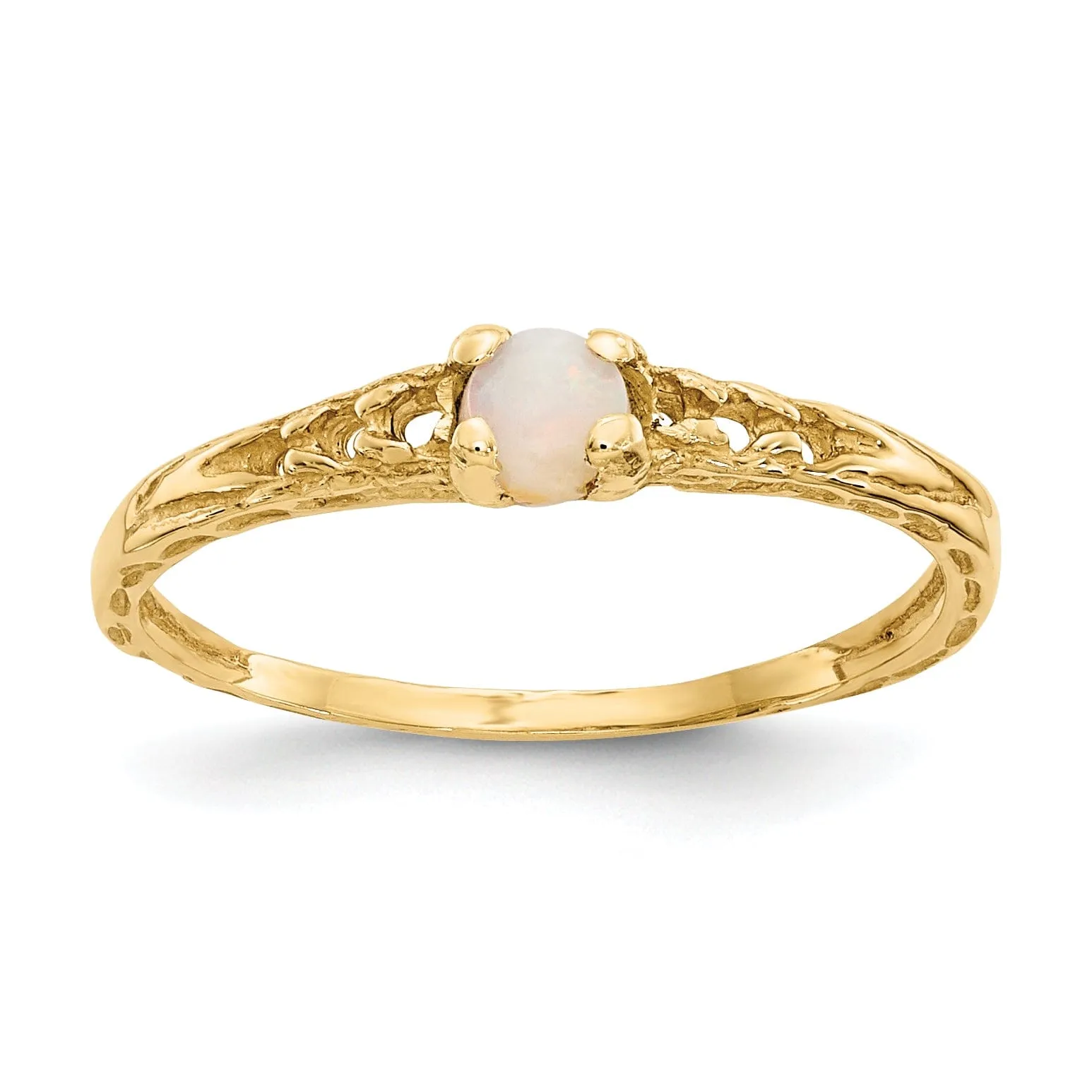 14k Yellow Gold Opal Birthstone Baby Ring