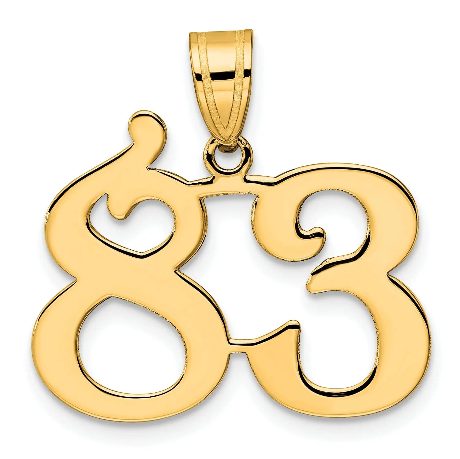 14k Yellow Gold Polished Finish Number 83 Charm Pendant