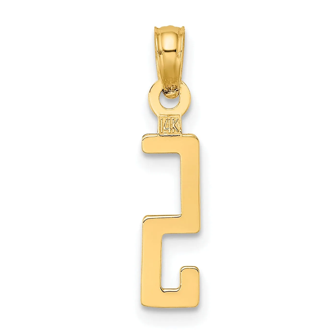 14K Yellow Gold Polished Finished Block Script Design Number 5 Charm Pendant