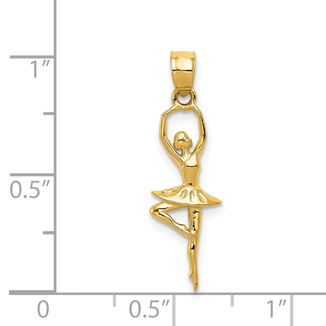 14k Yellow Gold Solid Small Ballerina Pendant