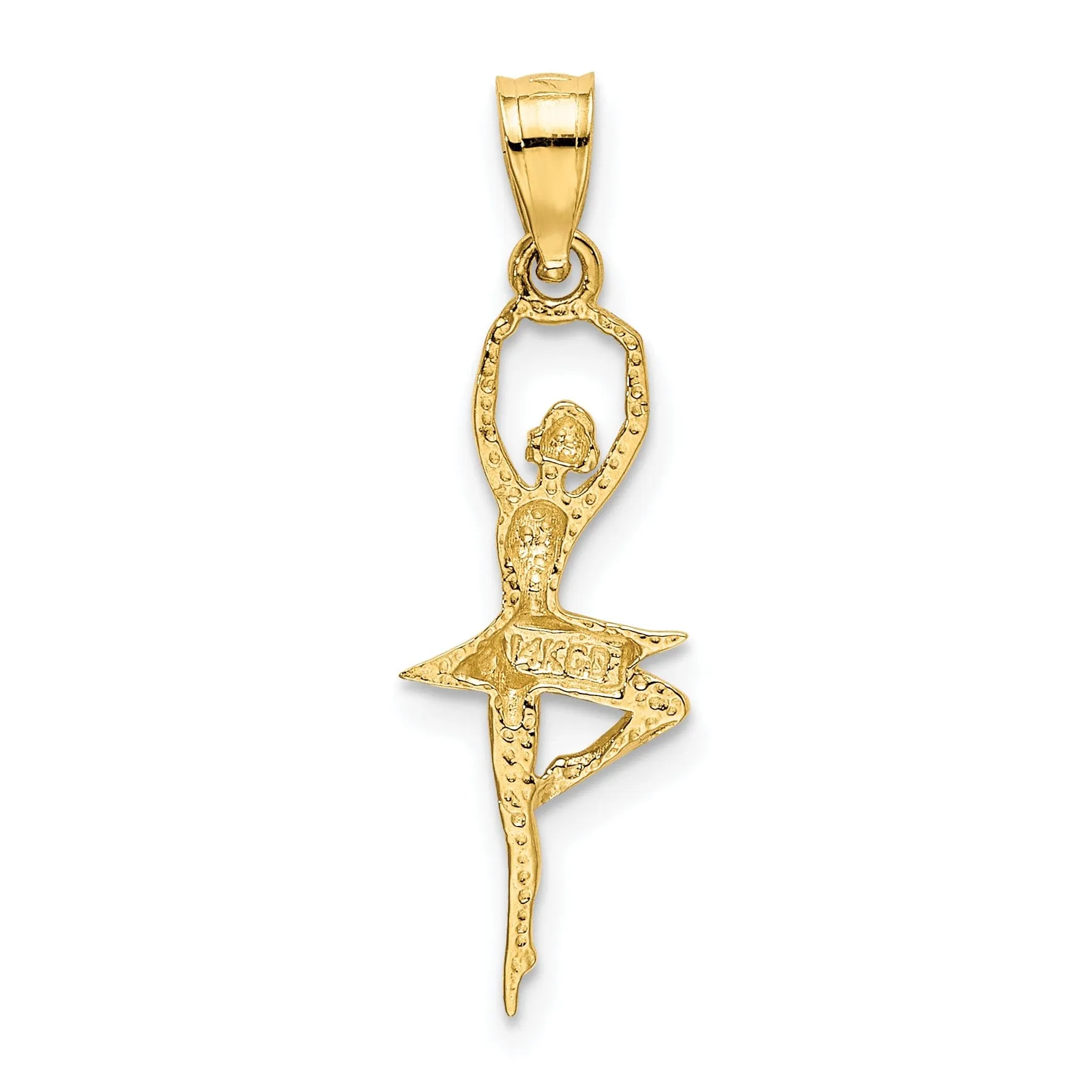 14k Yellow Gold Solid Small Ballerina Pendant