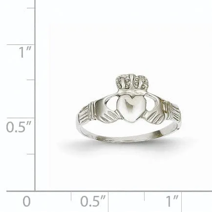 14kt ladies white gold claddagh ring