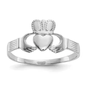 14kt ladies white gold claddagh ring