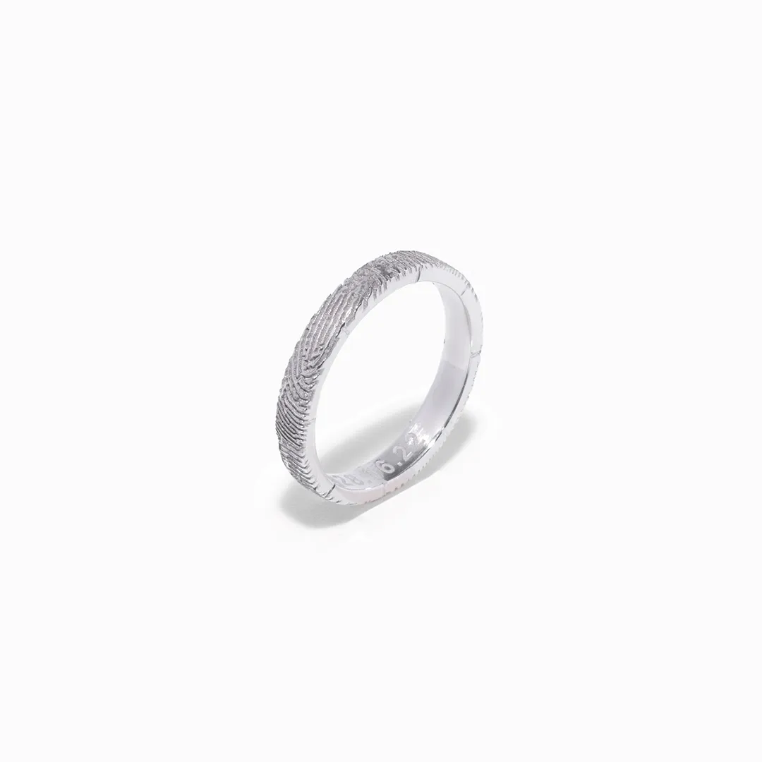 14kt White Gold Fingerprint Band Ring (for her)