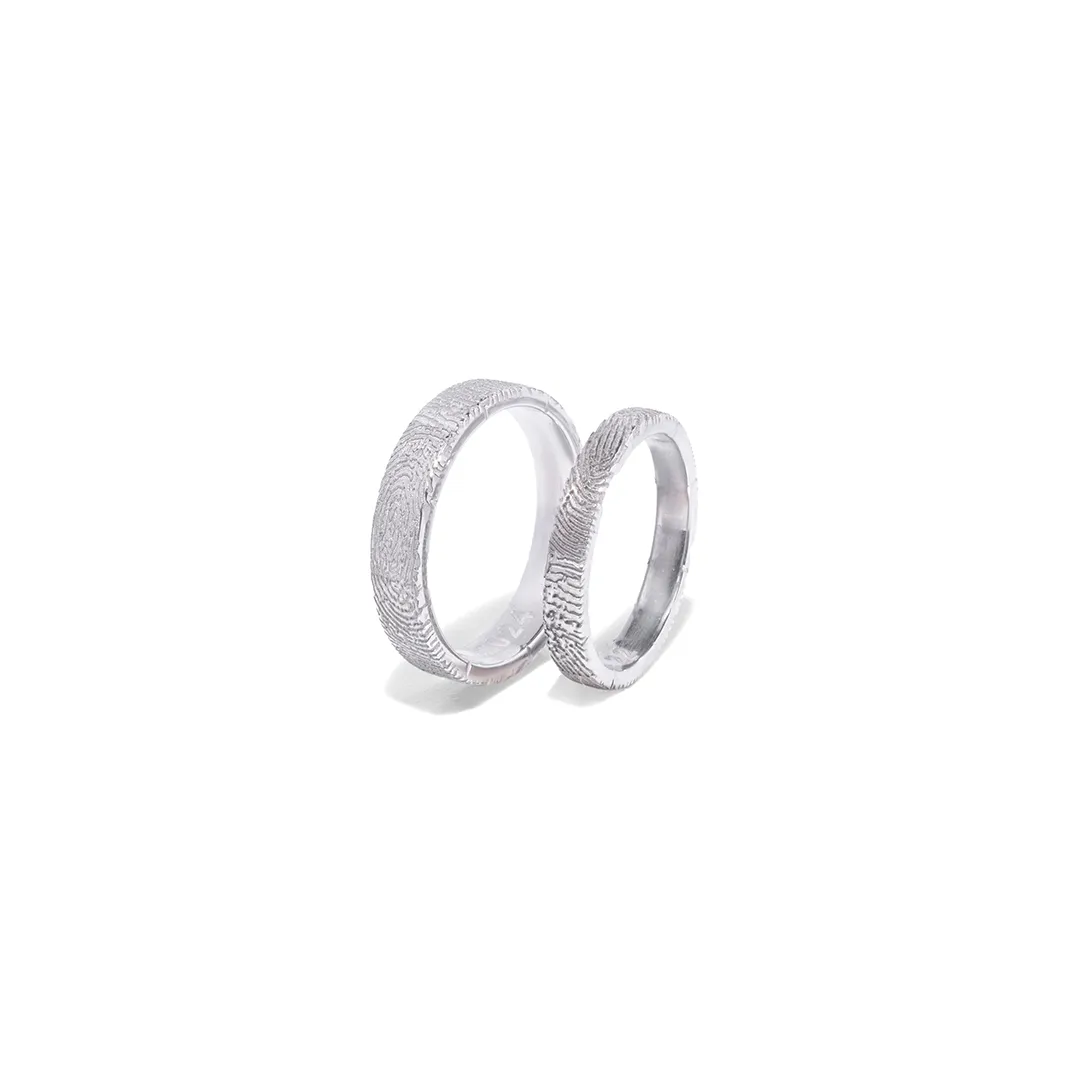 14kt White Gold Fingerprint Band Ring (for her)