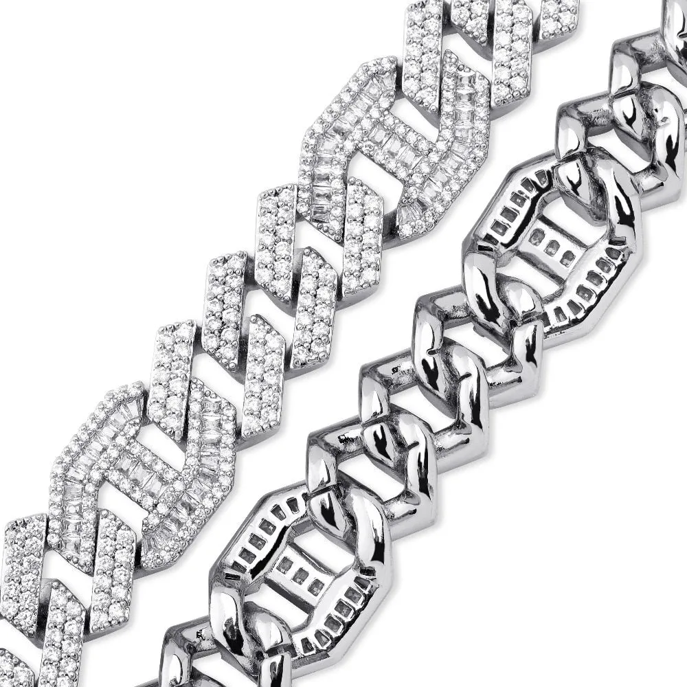 14mm Miami Cuban Link Baguette Necklace