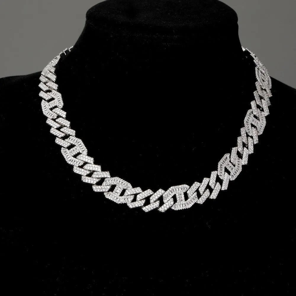 14mm Miami Cuban Link Baguette Necklace