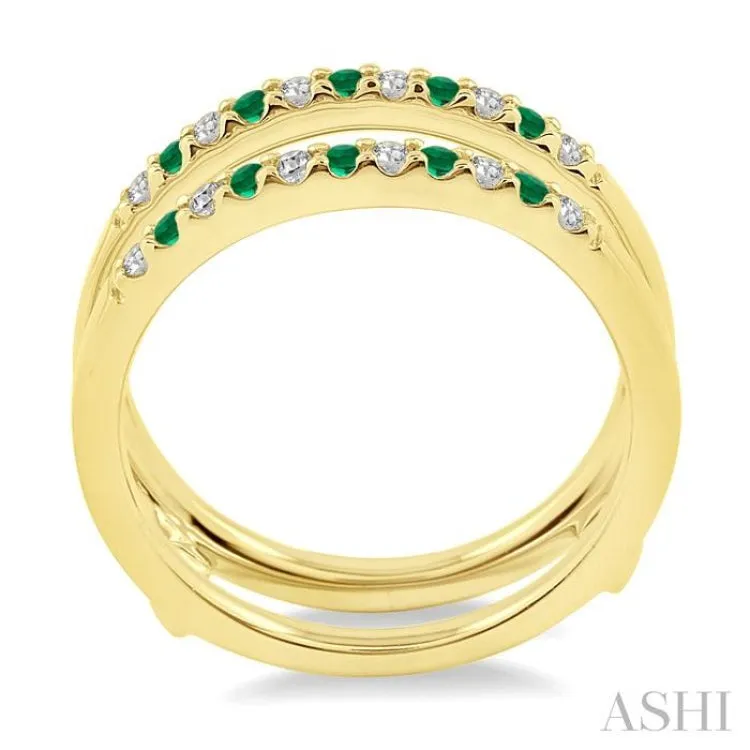 1/6 ctw Round Cut Diamond and 1.45MM Emerald Insert Precious Ring in 14K Yellow Gold