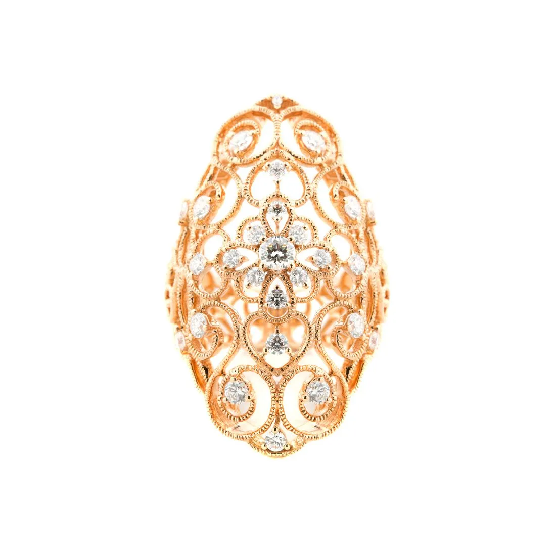 18k Rose Gold Tdw. 1.25ct Filigree Diamond Ring - 20504557