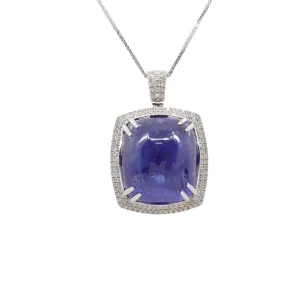 18k White Gold Tanzanite and Diamond Pendant - 20764722