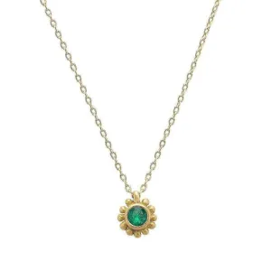 18k Yellow Gold and Emerald Necklace