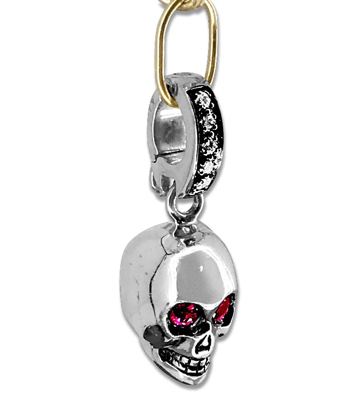 18kt White Gold Ruby Skull Charm