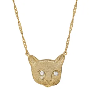 1928 Jewelry Meow Meow Crystal Eyes Pendant Necklace 17"