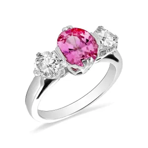 3.00ct Pink Sapphire & Diamond Trilogy Ring | Pre-Loved | White Gold