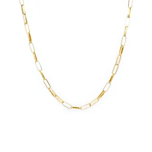 9K Yellow Gold  Long Box Paper Clip Necklace - 20720254