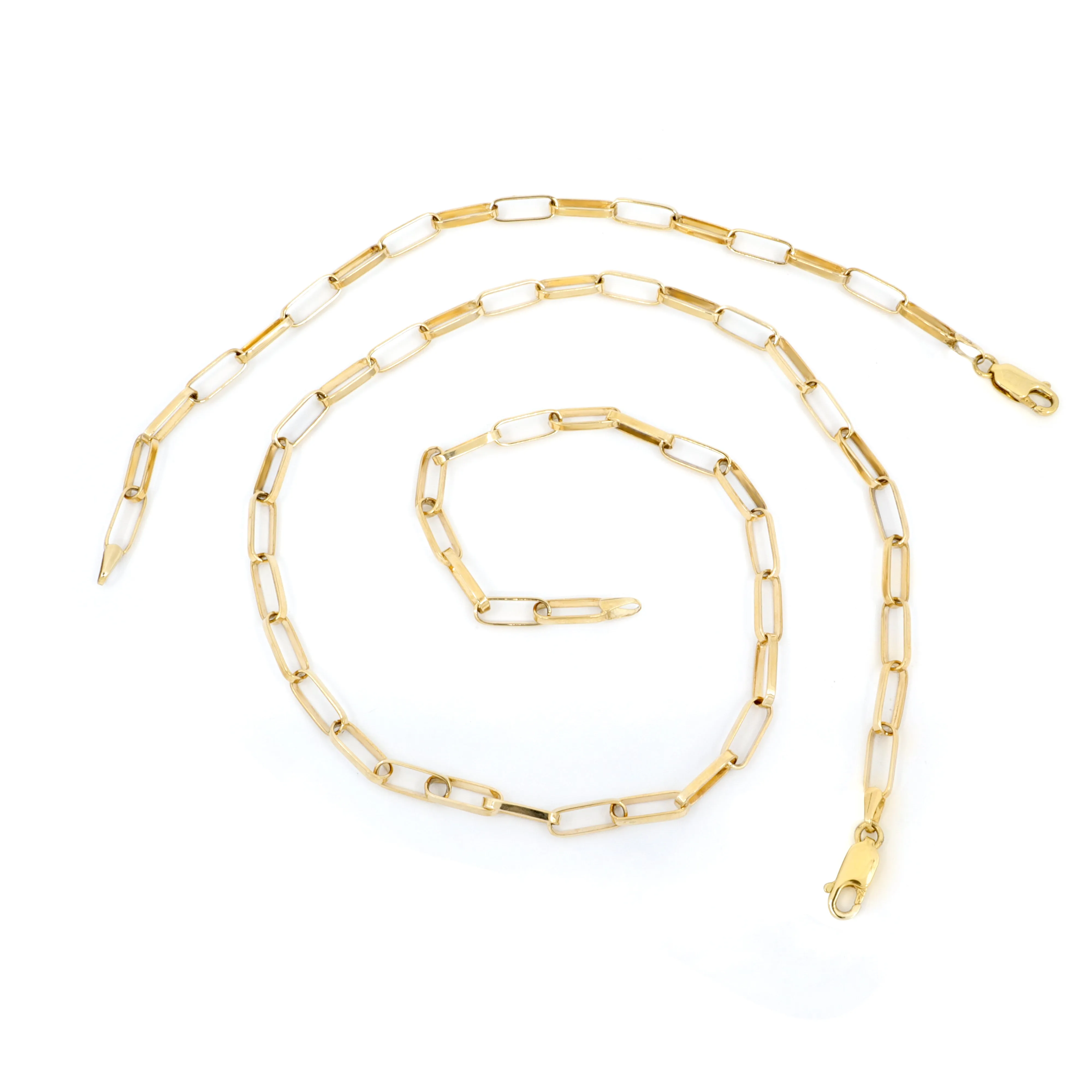 9K Yellow Gold  Long Box Paper Clip Necklace - 20720254