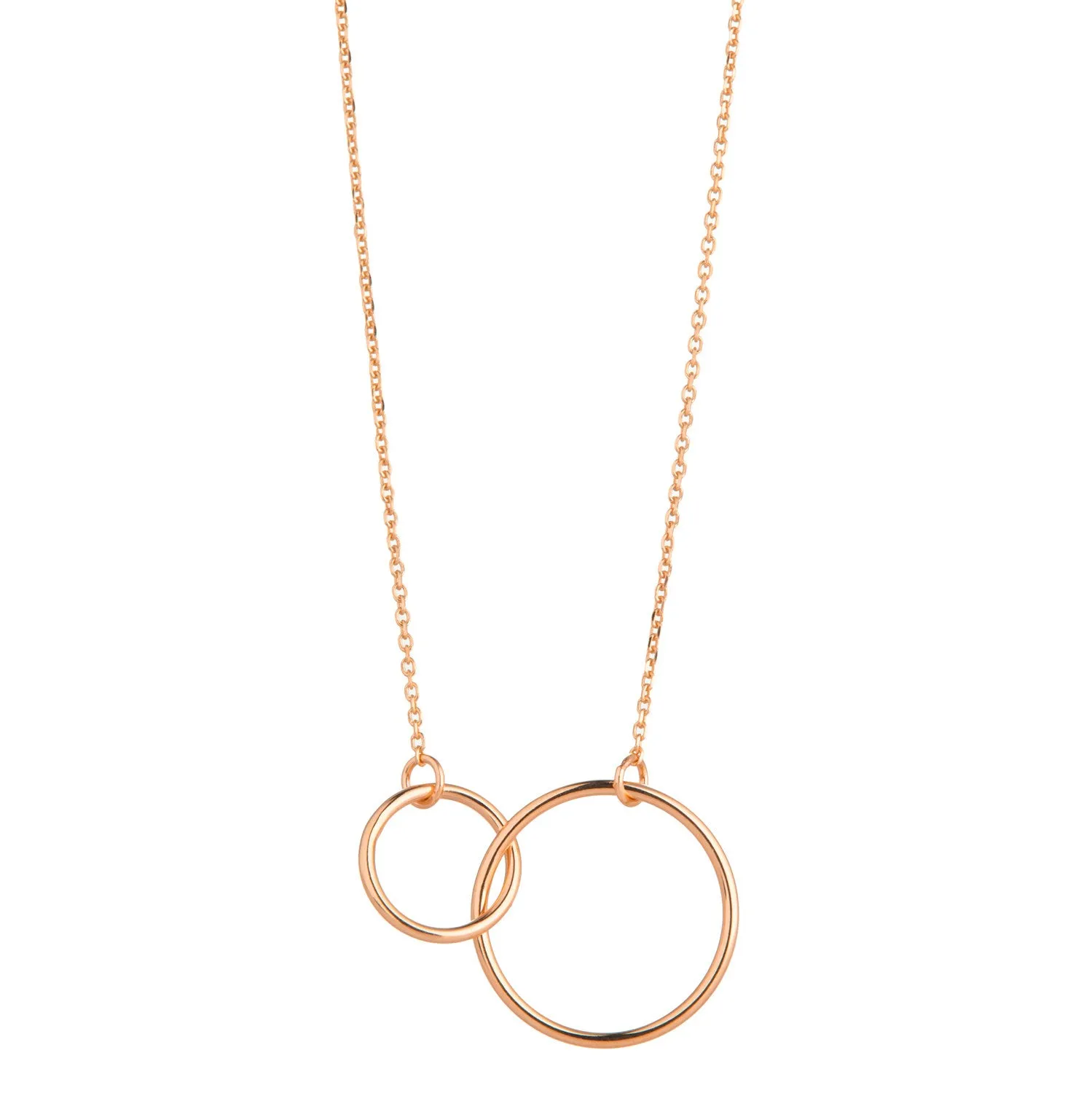 9kt Rose Gold Double Circle Pendant Necklace