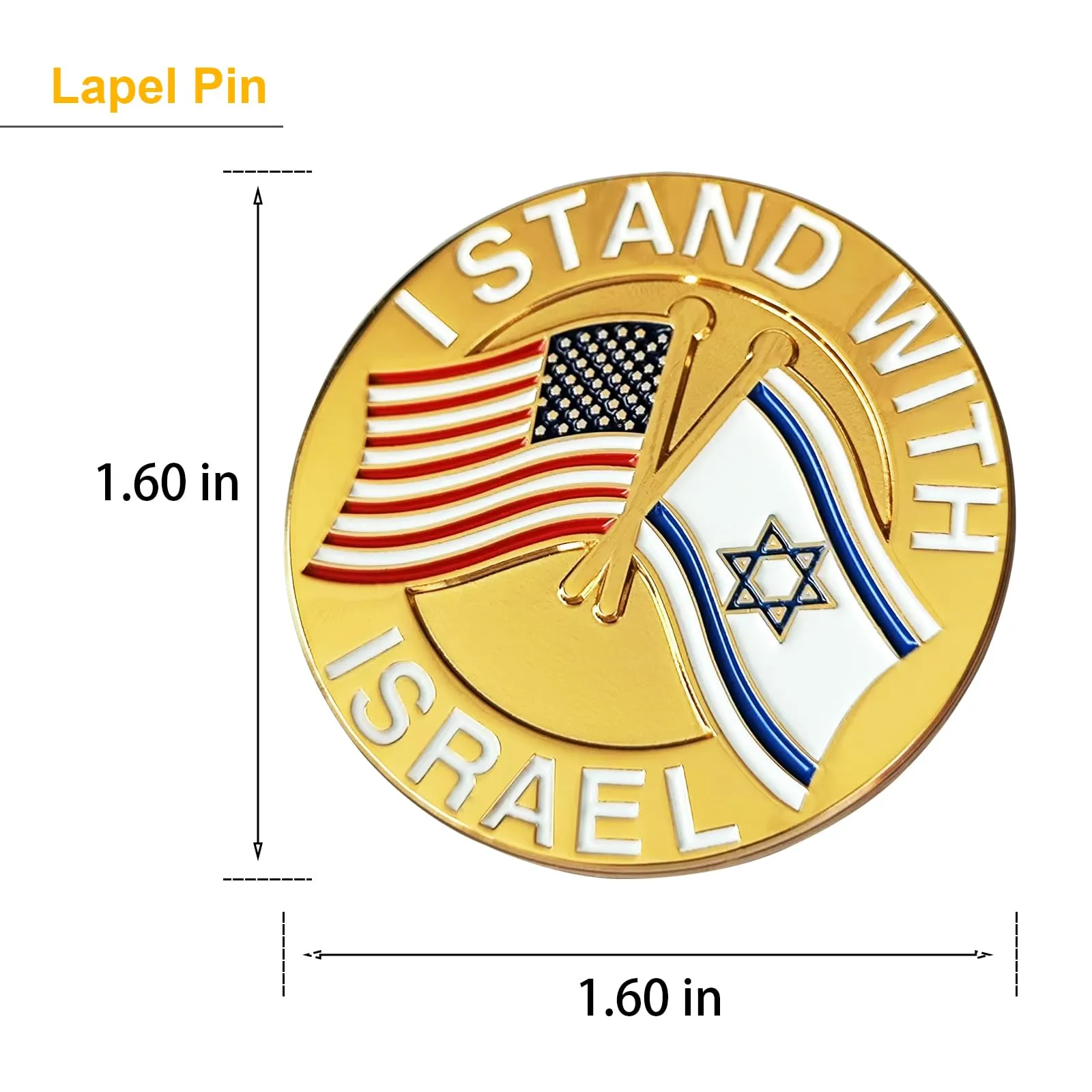 Arturbo for Israel Flag Lapel Pin National American Friendship US USA Israeli Crossed Enamel Pins Flag Badges Souvenir Metal Patriotic for Jewish Gifts Decoration Men Women Boys Hats Suit Backpack Jackets I STAND WITH ISRAEL