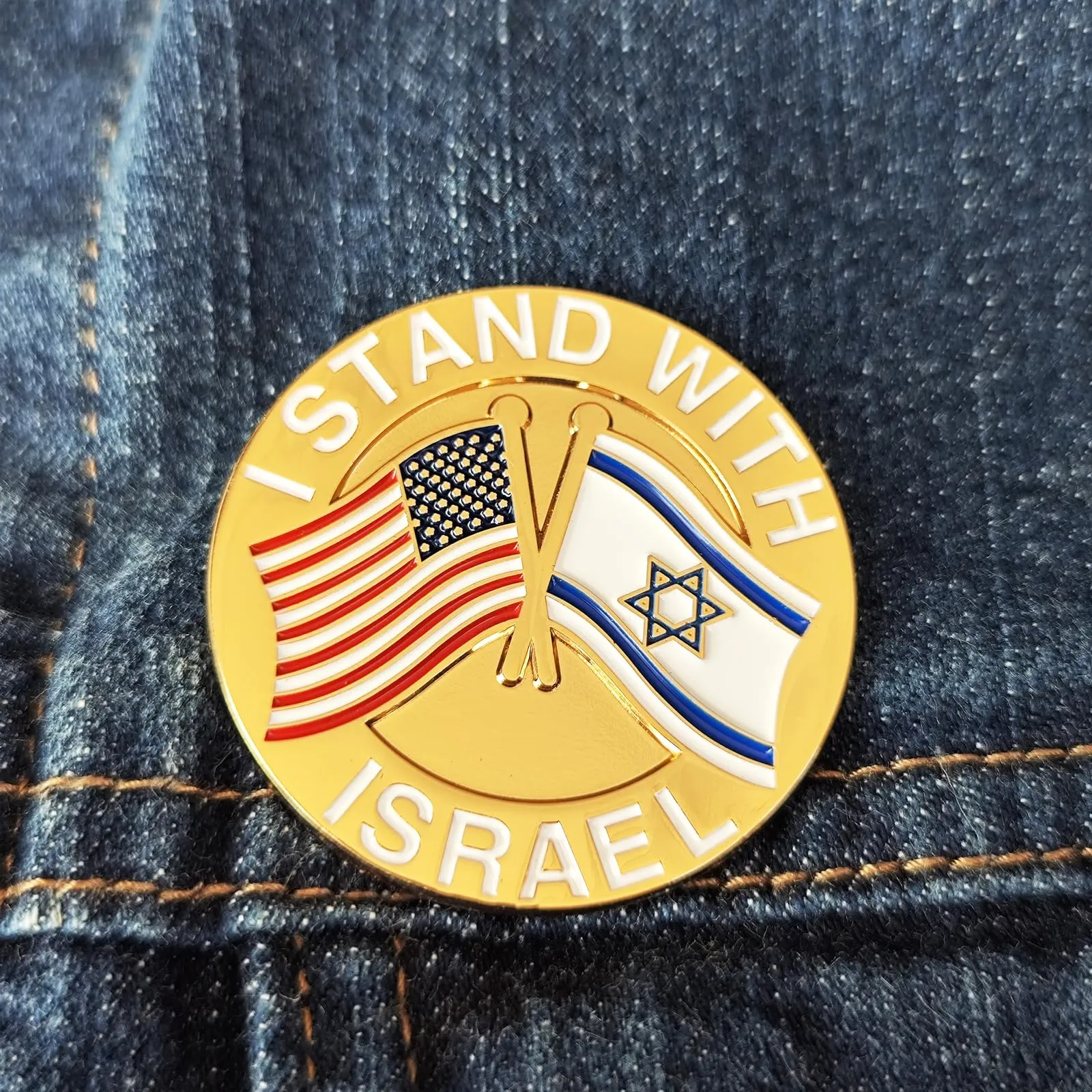 Arturbo for Israel Flag Lapel Pin National American Friendship US USA Israeli Crossed Enamel Pins Flag Badges Souvenir Metal Patriotic for Jewish Gifts Decoration Men Women Boys Hats Suit Backpack Jackets I STAND WITH ISRAEL