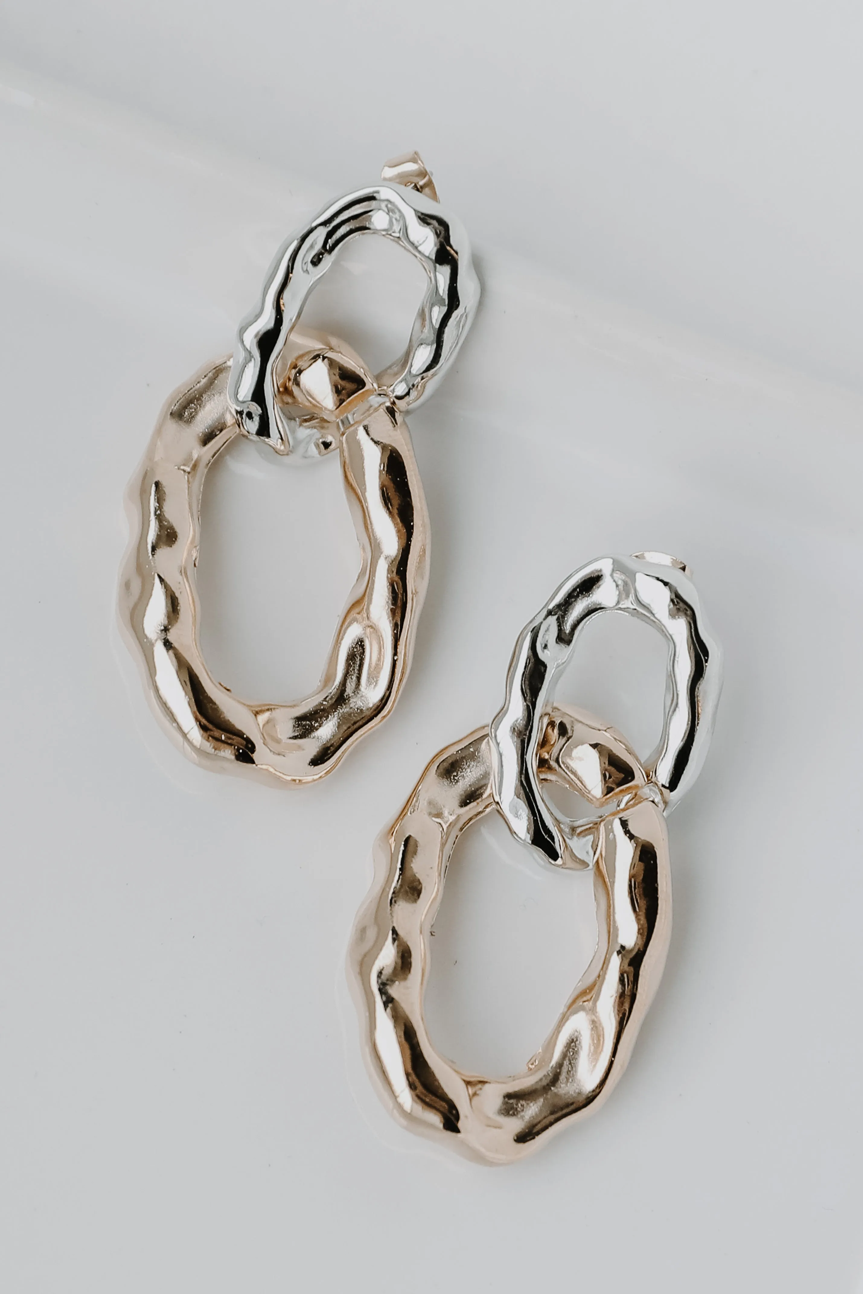 Aspen Gold Hammered Chainlink Drop Earrings