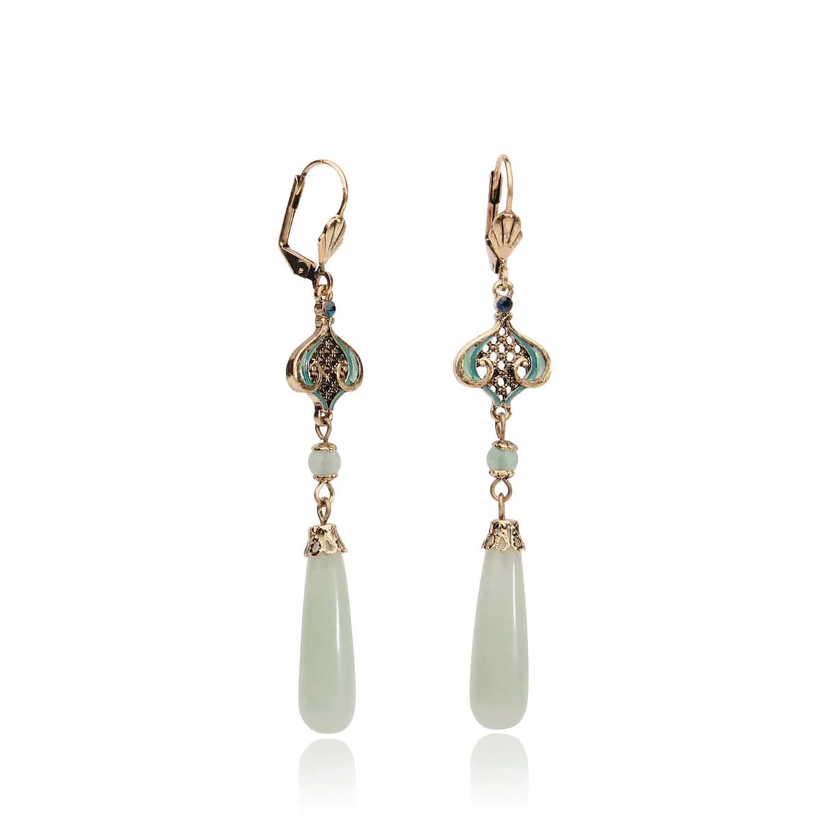 Aventurine Stone Earrings: Natural Green Stone Drop Earrings