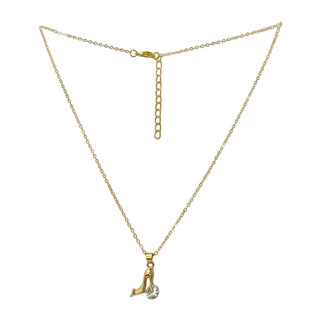 Ayesha Mini Stiletto & Diamante Stud Pendant Gold-Toned Necklace