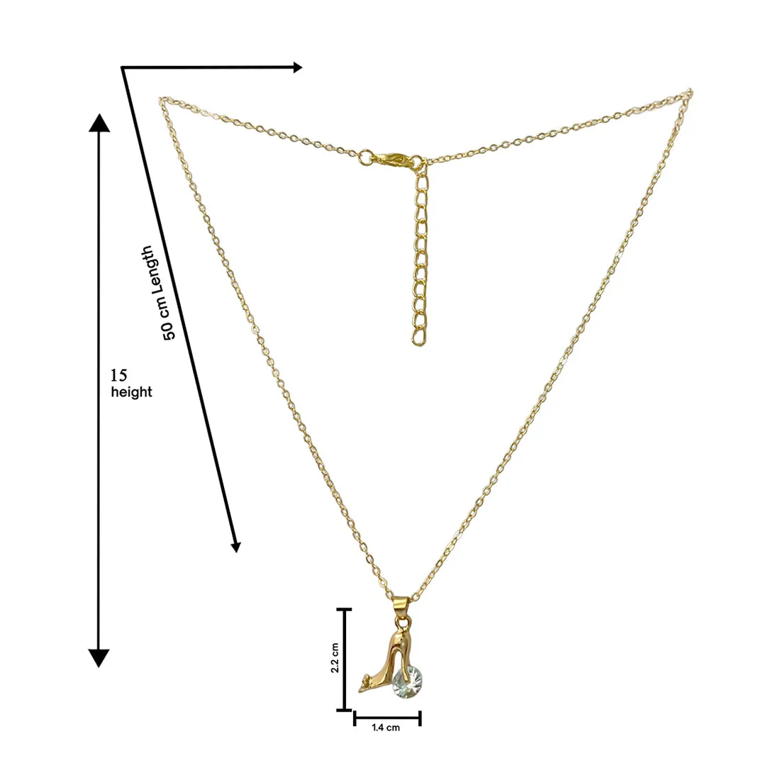 Ayesha Mini Stiletto & Diamante Stud Pendant Gold-Toned Necklace