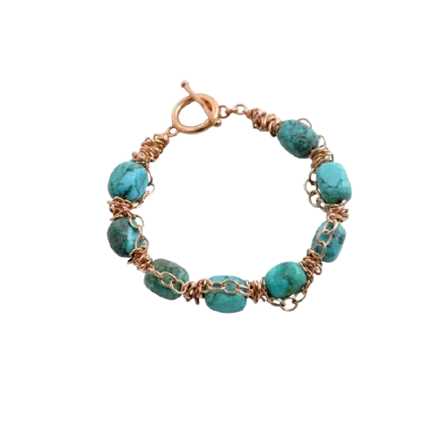 Barse Twist Link Copper and Turquoise Bracelet