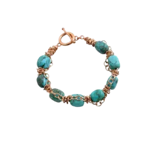 Barse Twist Link Copper and Turquoise Bracelet