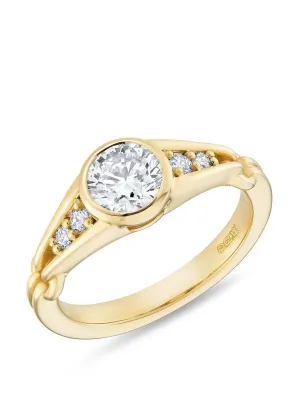 Bezel set brilliant cut ring with double ridged band