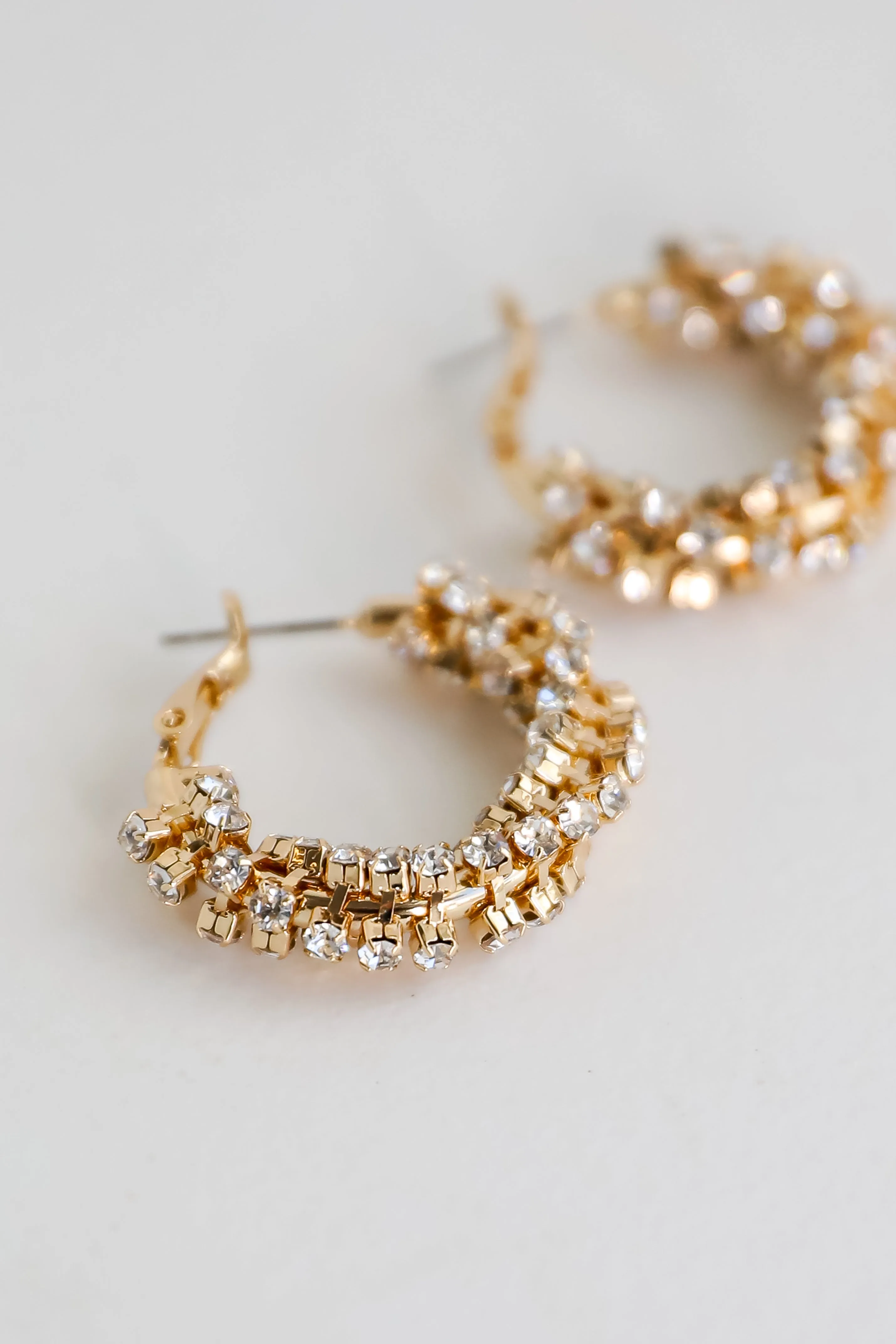 Bianca Gold Rhinestone Hoop Earrings