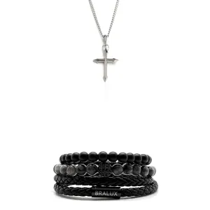 Black Duo Leather Cross Set