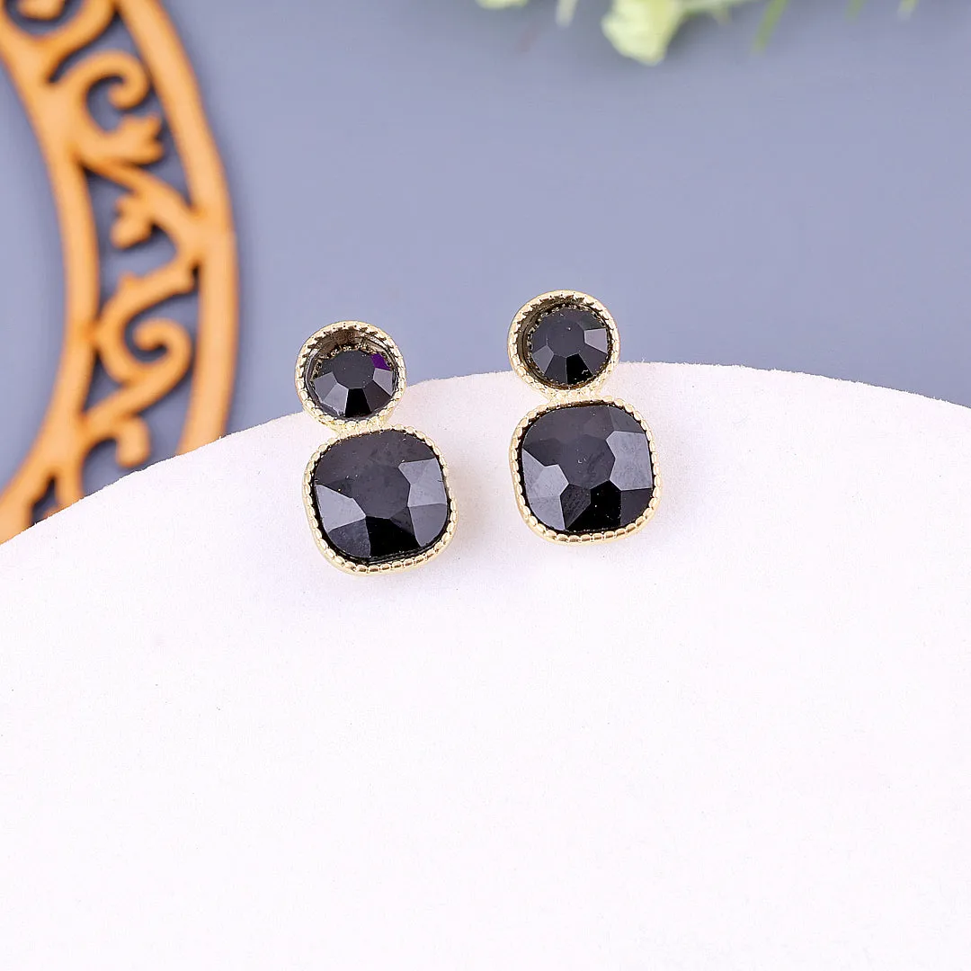 Black Square Drop Earrings